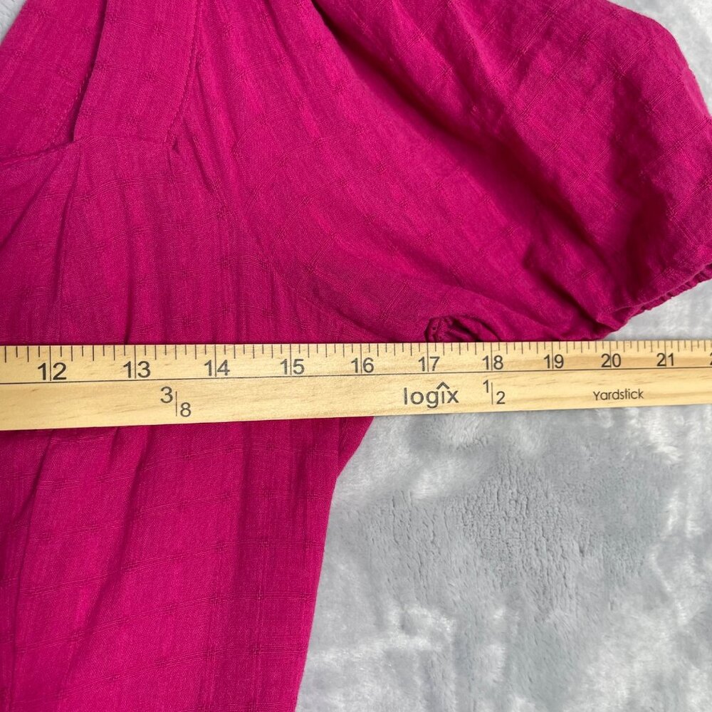 Draper James Puff Sleeve Midi Dress Womens S Pink Square Neck A Line Preppy - Picture 7 of 9